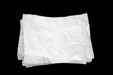 Blank portrait mock-up crumpled paper. brochure magazine isolated on black background, changeable background / White paper isolated.