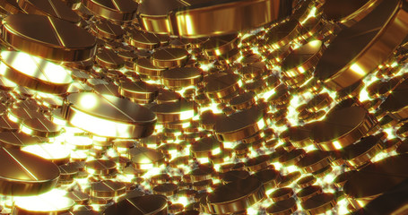 Abstract 3D graphics Background with golden pills. 3D rendering