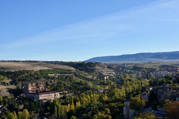 Fototapeta na wymiar View of Segovia on a sunny autumn morning