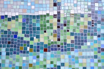 Colorful mosaic glass tile wall