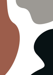 Modern abstract art design with organic shapes. Contemporary collage style design with hand drawn botanical elements and abstract shapes in trendy warm color palette. 