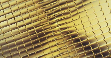 gold foil tiles texture background 3D rendering