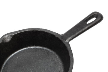 cast-iron frying pan on white background