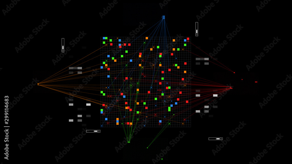 Aufkleber 3d render of artificial intelligence choose, analyse bits of information.