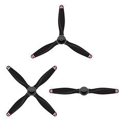 Aircraft Propeller Group with Two Blade, Three Blade and Four Blade Propellers, Isolated Vector Illustration © hobrath