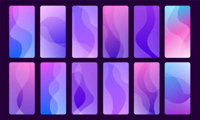 Set of 12 trendy abstract backgrounds for mobile