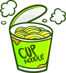 Funny and yummi opened orange cup noodle with hot flavour