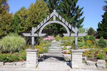 Wood trellis at Humber Arboretum, Ontario, Canada
