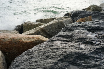 water on rocks