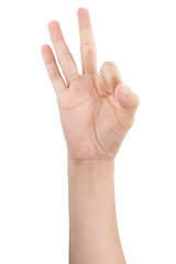 various gestures and sign of Woman's hand isolated on white background with clipping path.