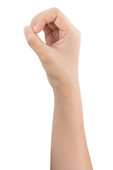 various gestures and sign of Woman's hand isolated on white background with clipping path.