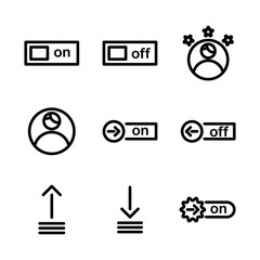 Basic user interface icon set outline include control, option, switch, toggle, user, star, profile, admin, person, account, arrow, upload, transfer, cloud, download