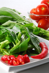 fresh vegetables in a colander