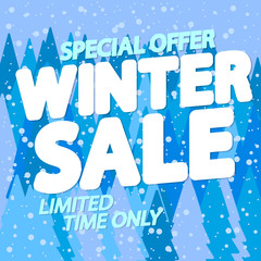 Fototapeta premium Winter Sale, poster design template, special offer, vector illustration