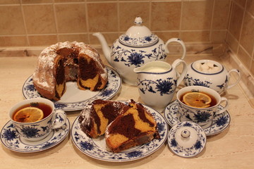 tea, food, cup, cake, dessert, breakfast, sweet, coffee, drink, chocolate, pastry, plate, white, teapot, delicious, brown, snack, beverage, cream, pot, table, biscuit, cookie, meal, sugar