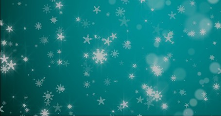 Christmas blue background with snowflakes - falling snow