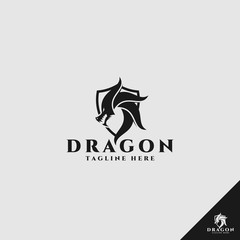 Multipurpose Dragon logo with shield concept
