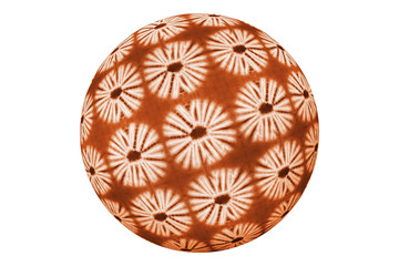 Colorful ball of African fabrics, isolated, white background