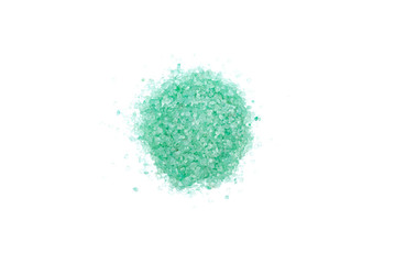 Bunch of green bath salt isolated on white background.