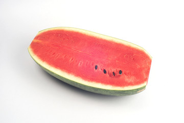 Half of ripe watermelon isolated on white