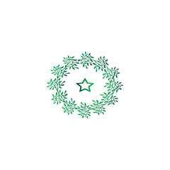  Highlights Icon. New year logo vector - christmas star in wreath