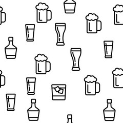 Alcohol Vector Seamless Pattern Thin Line Illustration