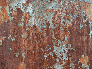 Corroded metal background. Rusty metal background with streaks of rust. Rust stains. Rystycorrosion.