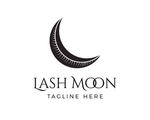Obraz premium Eyelash logo with crescent moon illustration
