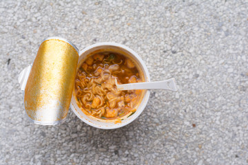 instant noodles in cup. Tom Yum Shrimp Noodles in Hot Water Ready to Eat.Tom Yum Shrimp Noodles in Hot Water Ready to Eat.