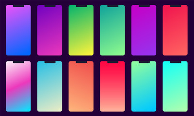 Set of 12 color background with gradients for mobile