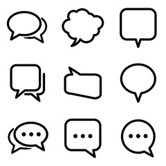 Set of Chat Speech Bubble icon. symbol of comment or message with trendy flat line style icon for web site design, logo, app, UI isolated on white background. vector illustration eps 10