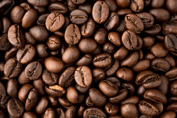 Pile coffee bean top view hiresolution object background food drink backdrop design