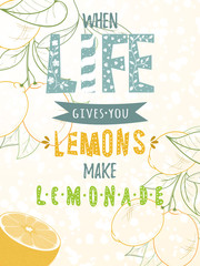 Card of lemons on light background