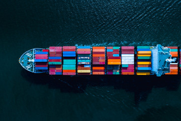 shipping cargo container transportation business services international aerial view