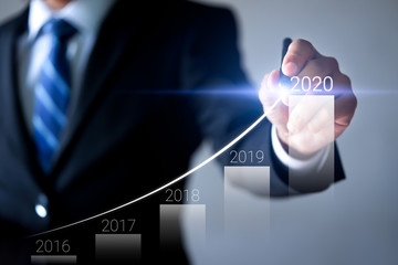 Business development and growth 2020 concept. Businessman plan future growth of the corporate