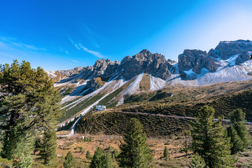 View at the Senders valley and  Adolf Pichler mountain hut near Kemater Alm in Austria
