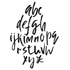 Hand drawn elegant calligraphy font. Modern brush lettering. Grunge style alphabet. Vector illustration.