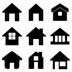 Set of home icon. symbol of house or building with trendy flat style icon for web site design, logo, app, UI isolated on white background. Vector Illustration