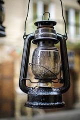 old oil lamp on a black background