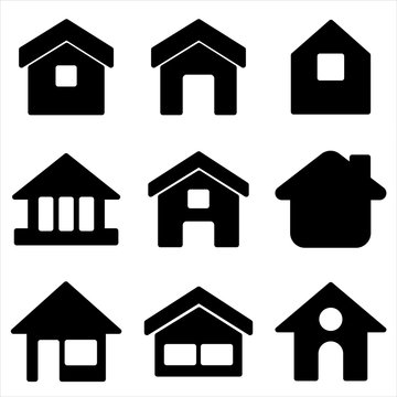 Set of home icon. symbol of house or building with trendy flat style icon for web site design, logo, app, UI isolated on white background. Vector Illustration