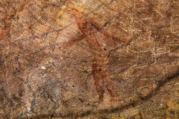 Prehistoric paintings in the cave at Phu Phra Bat historical park Udonthani province, Thailand..