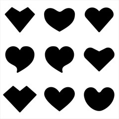 Set of Heart icon. black Love symbol with trendy flat style icon for web site design, logo, app, UI isolated on white background. vector illustration