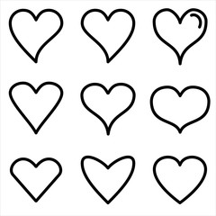 Set of Heart icon. black Love symbol with trendy flat style icon for web site design, logo, app, UI isolated on white background. vector illustration