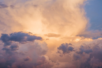 beautiful sunset. Blue sky in the rays of the sun