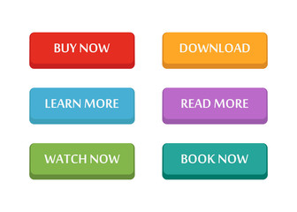 set web buttons for website design in flat