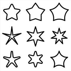 Obraz premium Set of Star icon. symbol of rate or favorite symbol with trendy flat style icon for web site design, logo, app, UI isolated on white background. vector illustration
