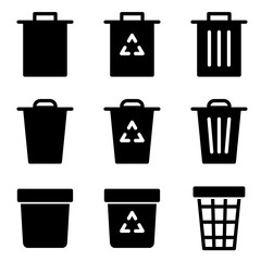 Set of trash icon. symbol of remove or delete with flat style icon for web site design, logo, app, UI isolated on white background. vector illustration