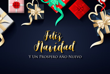 Spanish Christmas (Feliz Navidad) and Happy New Year 2020 greeting card