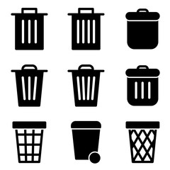 Set of trash icon. symbol of remove or delete with flat style icon for web site design, logo, app, UI isolated on white background. vector illustration