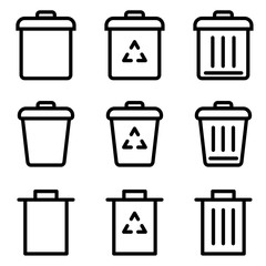Set of trash icon. symbol of remove or delete with flat style icon for web site design, logo, app, UI isolated on white background. vector illustration